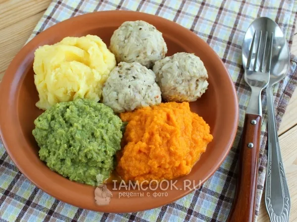 Фото готового блюда: Цветное пюре из овощей