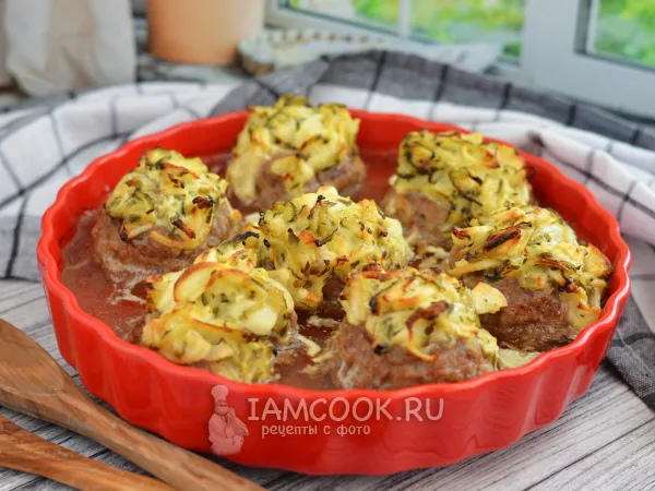 Фото готового блюда: Стожки из фарша под шубой в духовке