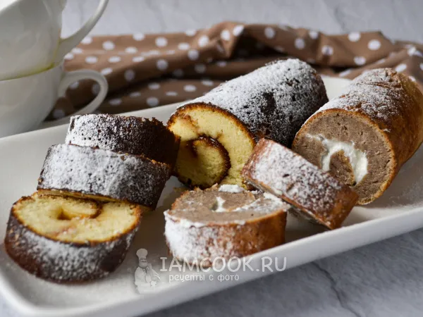 Фото блюда: Рулет на сковороде (сладкий, без духовки)