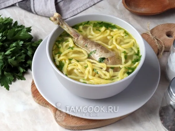 Фото блюда: Домашняя лапша с курицей и овощами