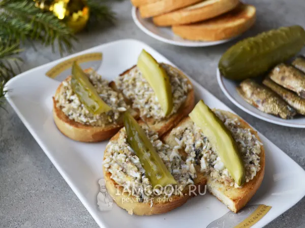 Фото блюда: Бутерброды со шпротами и яйцом