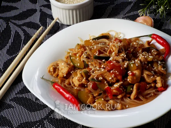 Фото блюда: Фунчоза вок с курицей и овощами