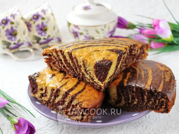 Фото блюда: Постный пирог «Зебра»