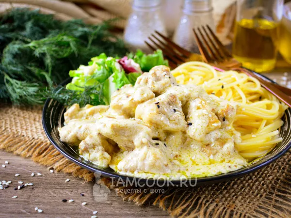 Фото блюда: Курица в сметанно-горчичном соусе на сковороде