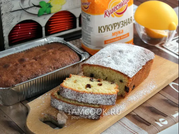 Фото готового блюда: Кекс «Столичный» из кукурузной муки