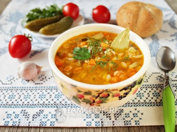 Фото блюда: Постный рассольник с перловкой