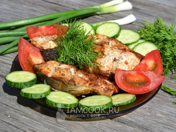 Фото блюда: Шашлык из рыбы на решетке