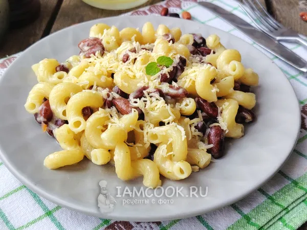 Фото блюда: Макароны с фасолью и сыром