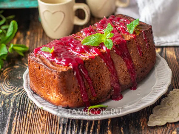 Фото блюда: Шоколадный пирог с вишней и творогом