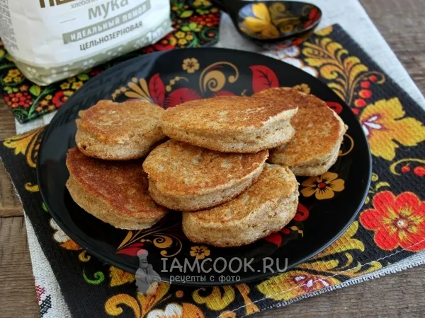 Фото блюда: Оладьи на кефире из цельнозерновой муки (без яиц)
