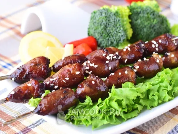 Фото блюда: Шашлык из куриных сердечек в духовке