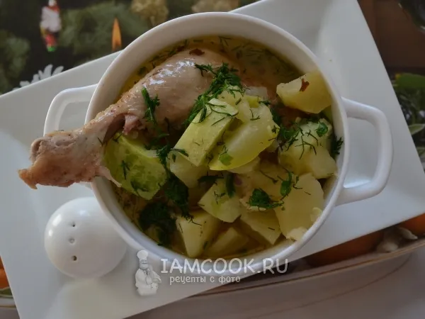 Фото блюда: Тушеная курица с картошкой и кабачками