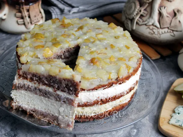 Фото блюда: Торт с сыром Дор-блю и грушей