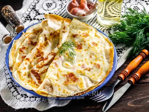 Фото блюда: Блины с беконом в тесте