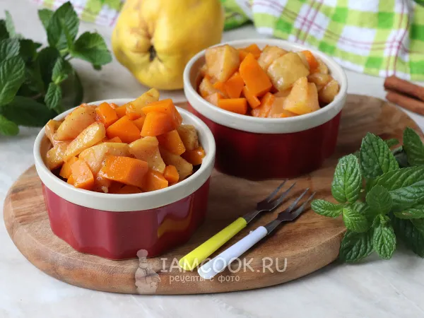 Фото готового блюда: Тыква с айвой в мультиварке (десерт)