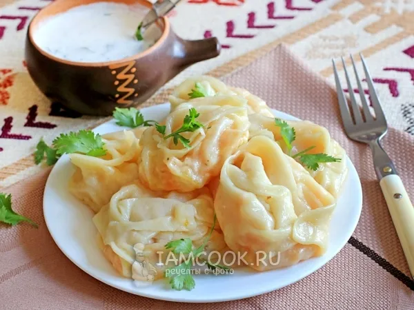 Фото блюда: Постные манты с тыквой