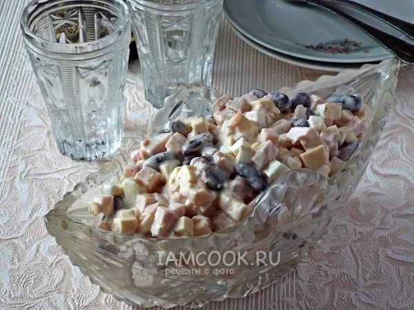 Фото блюда: Салат с фасолью, ветчиной и сыром