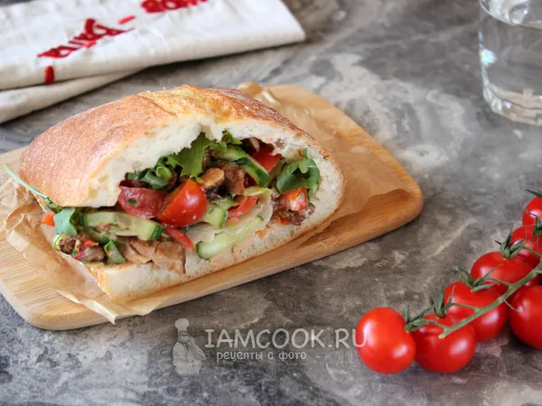 Фото готового блюда: Донер/данар кебаб в чиабатте