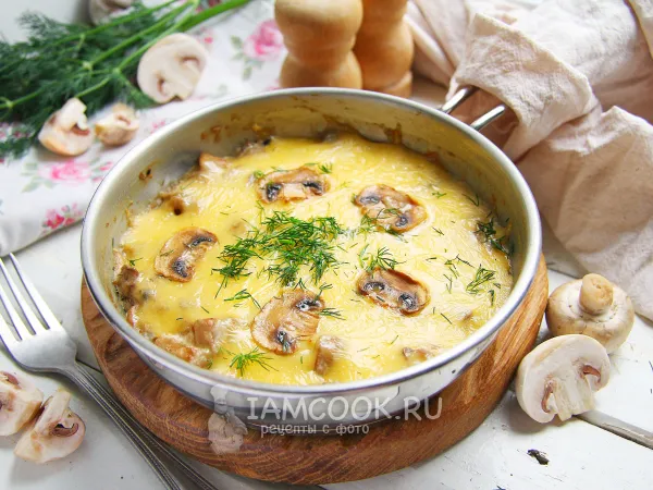 Фото блюда: Грибной жульен на сковороде