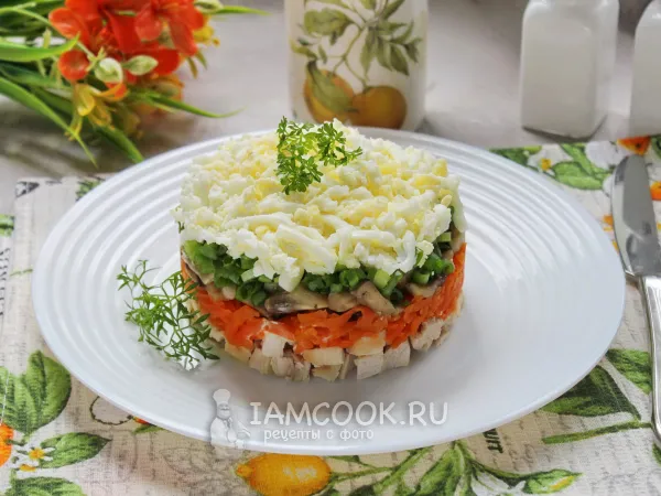 Фото блюда: Салат «Сказка» с курицей (слоями)