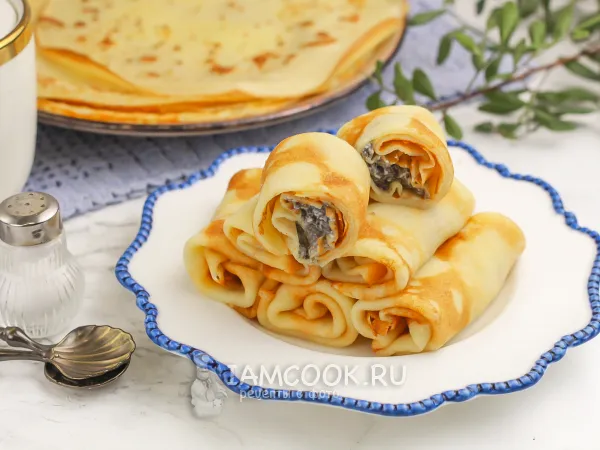 Фото блюда: Блины с творогом и маком