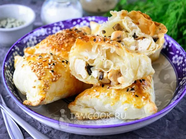 Фото готового блюда: Самса с курицей и грибами