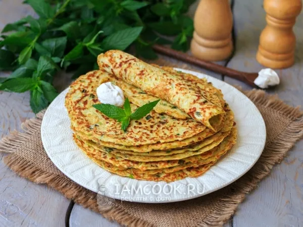 Фото блюда: Блины из кабачков с сыром и зеленью