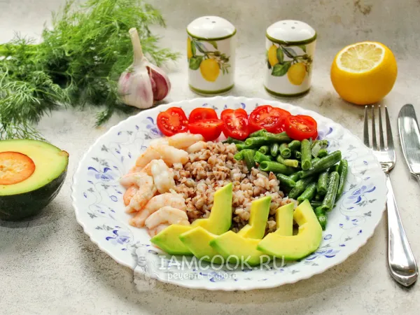 Фото блюда: Боул с гречкой и креветками