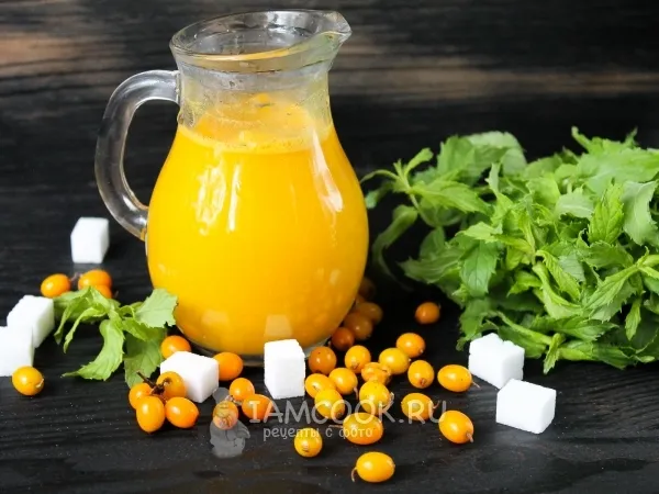 Фото блюда: Сок из облепихи на зиму без кипячения