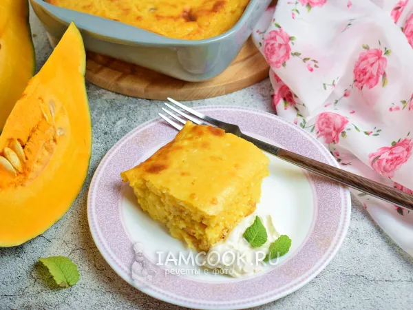 Фото блюда: Творожная запеканка с тыквой и изюмом