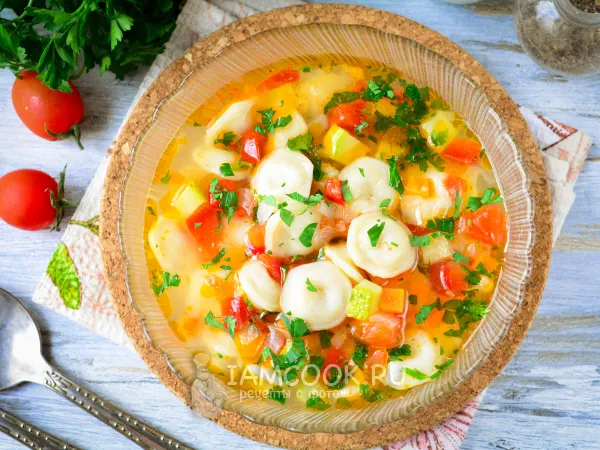 Фото блюда: Суп с пельменями и овощами