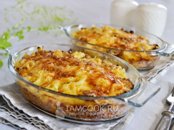 Фото блюда: Макароны с фаршем и овощами в духовке