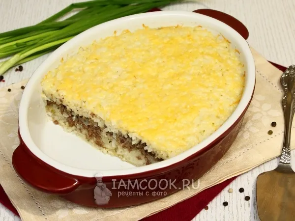 Фото блюда: Рисовая запеканка с фаршем