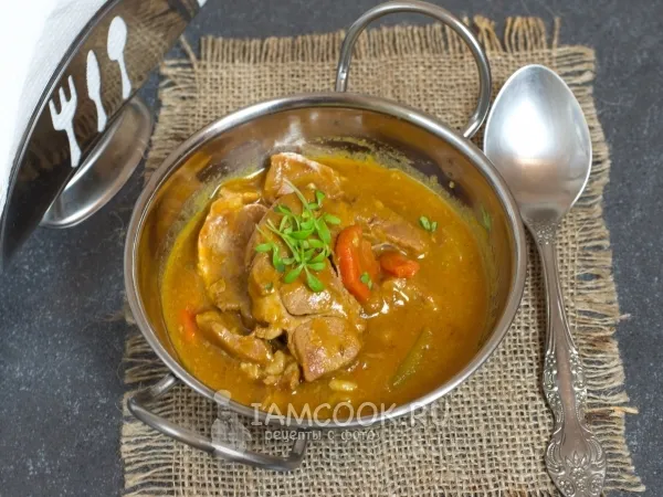 Фото блюда: Тушеная свинина с овощами и приправой карри