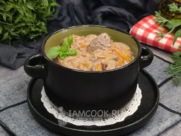 Фото блюда: Куриная печень в сырном соусе