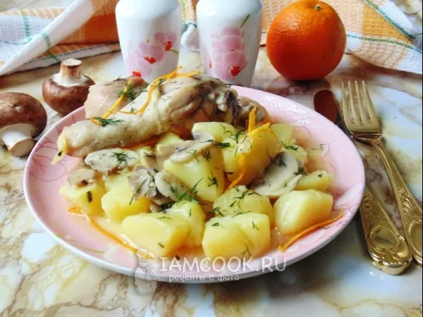 Фото блюда: Курица с картофелем в апельсиновом соусе