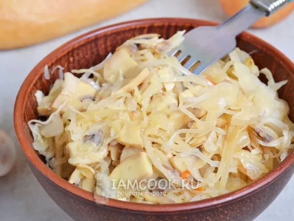 Фото блюда: Тушёная квашеная капуста с грибами