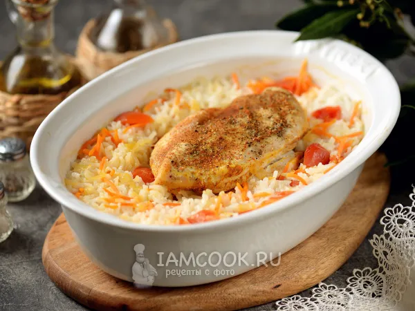 Фото блюда: Рисовая каша с курицей в духовке