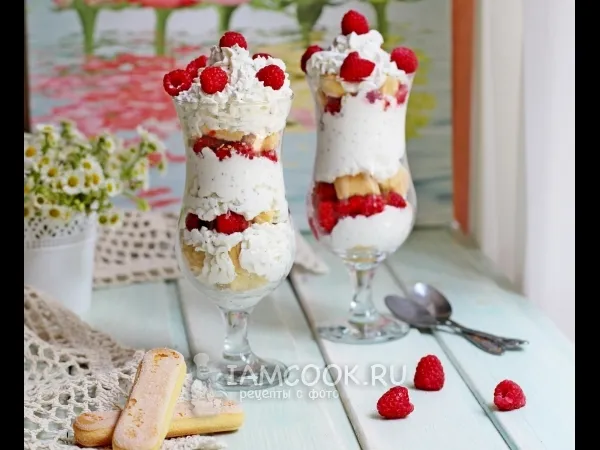 Фото готового блюда: Десерт с рикоттой, чиа и малиной