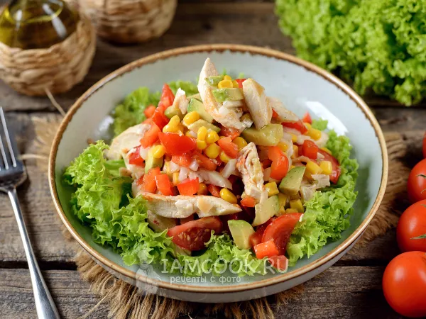 Фото готового блюда: Мексиканский салат с курицей и болгарским перцем