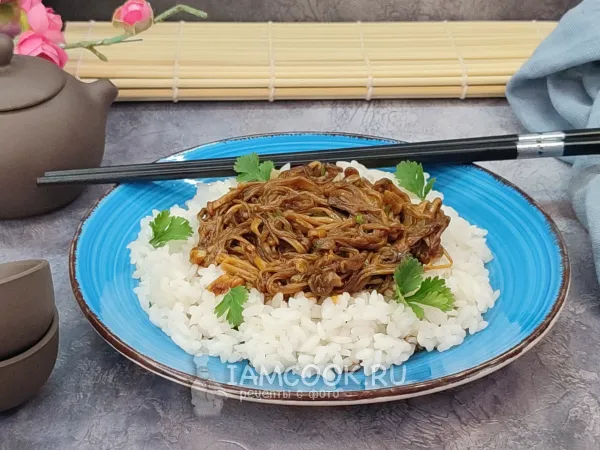 Фото блюда: Грибы эноки с соевым соусом