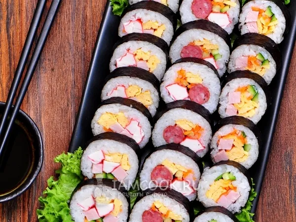 Фото готового блюда: Кимбап (кимпаб, кимпап)