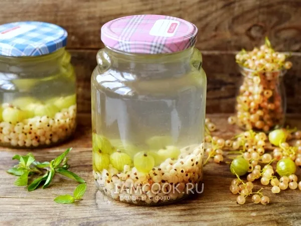 Фото блюда: Компот из крыжовника и белой смородины на зиму