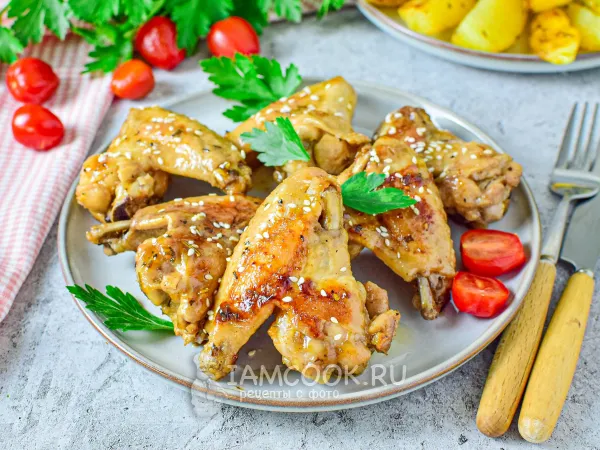 Фото блюда: Крылышки в пиве на сковороде