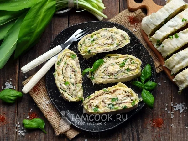 Фото готового блюда: Рулет из лаваша с черемшой и сардинами