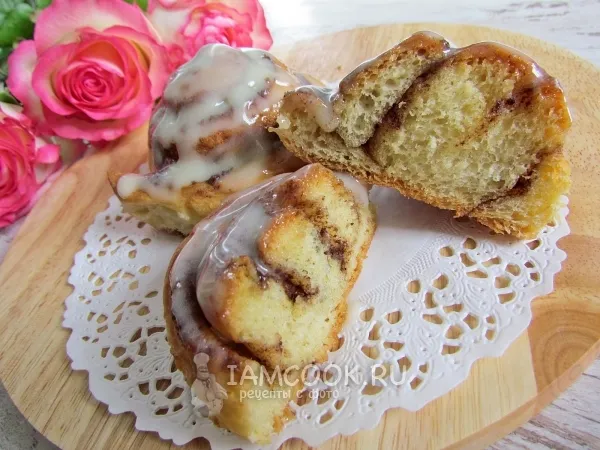 Фото блюда: Булочки с корицей в нежной глазури