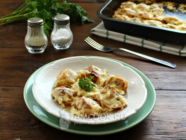 Фото блюда: Жареные пельмени в духовке