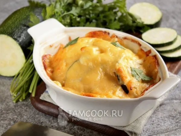 Фото блюда: Мясо по-французски с кабачком