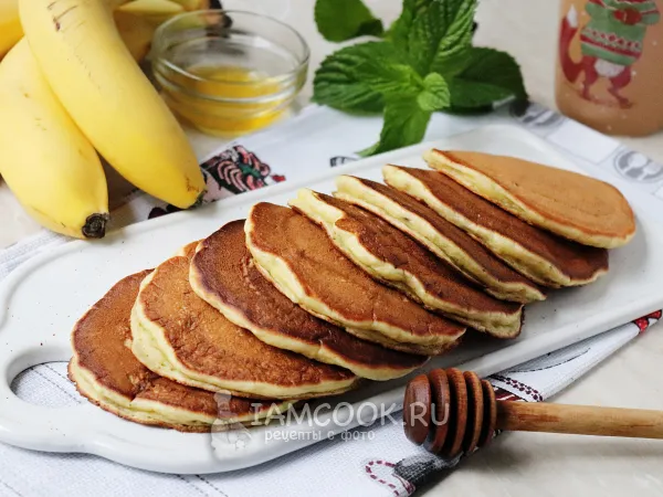 Фото блюда: Панкейки на йогурте с бананом