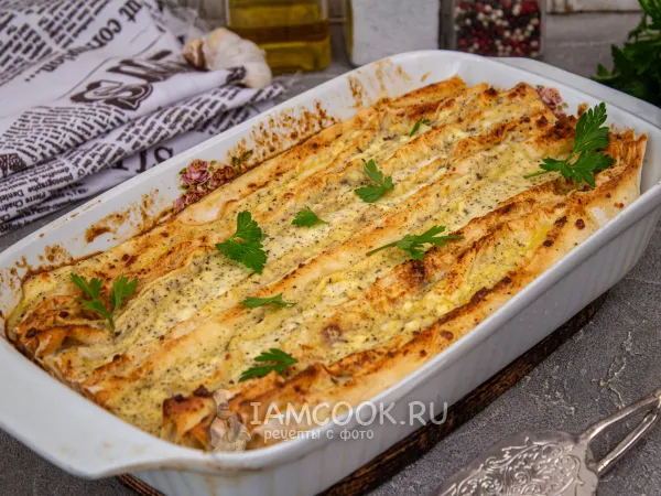 Фото блюда: Пирог из лаваша гармошкой
